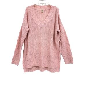 Faded Glory Tunic Womens Sweater Pink XXL/20 V-Neck Boho Cottagecore Preppy Work